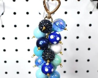 Blue Beaded Bag Charm or Tumbler Straw Charm