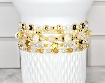 Starlight Shimmer Bracelet Collection - Pearl and Gold Star Bracelets