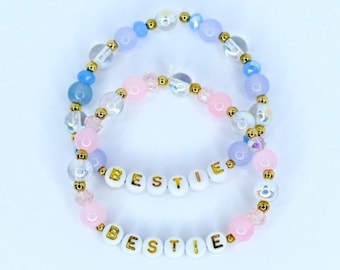 Bestie Bracelet Set: Pastel Crystal Beaded Friendship Bracelets