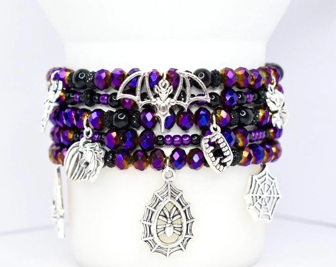 Gothic Halloween Charm Bracelet Stack for Tumbler or Wrist