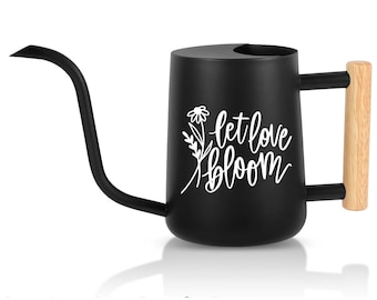 Personalized Watering Can with Wood Handle - Let Love Bloom