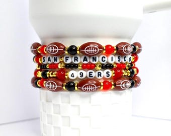 San Francisco 49ers Football Bracelet Stack - 5 Piece Set