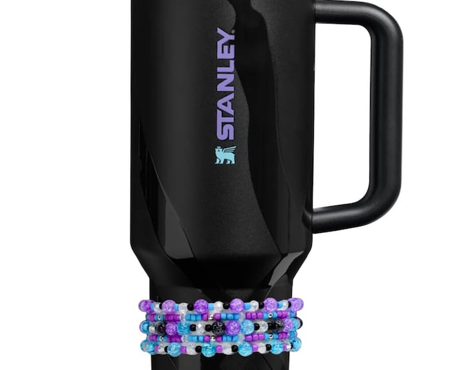 Purple, Blue & Black Tumbler Bracelet Stack, Set of 5