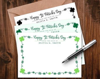 Personalized St. Patrick's Day Printable Notecard Template
