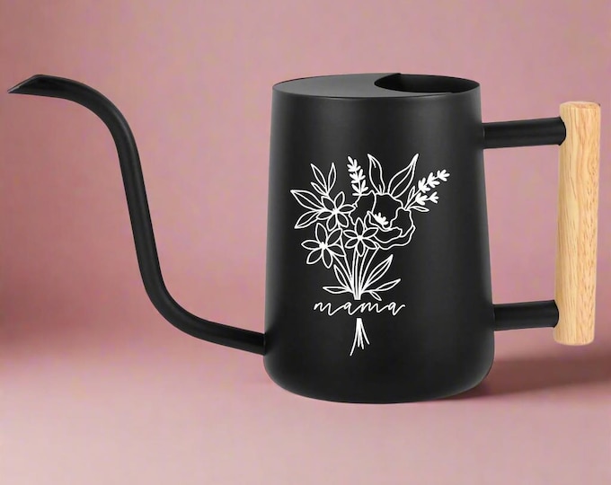 Floral "Mama" Watering Can: Stainless Steel Plant Lover Gift