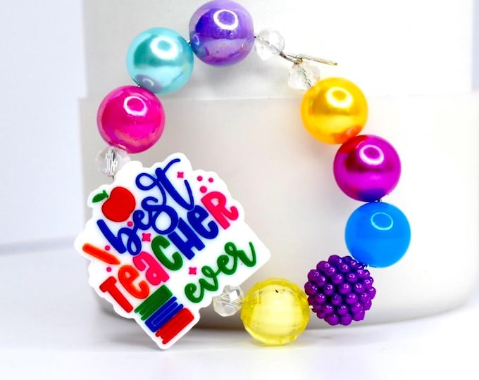 Best Teacher Ever Tumbler Handle Charm