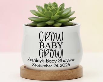 Personalized Baby Shower Favor Pot | Custom Ceramic Grow Baby Design