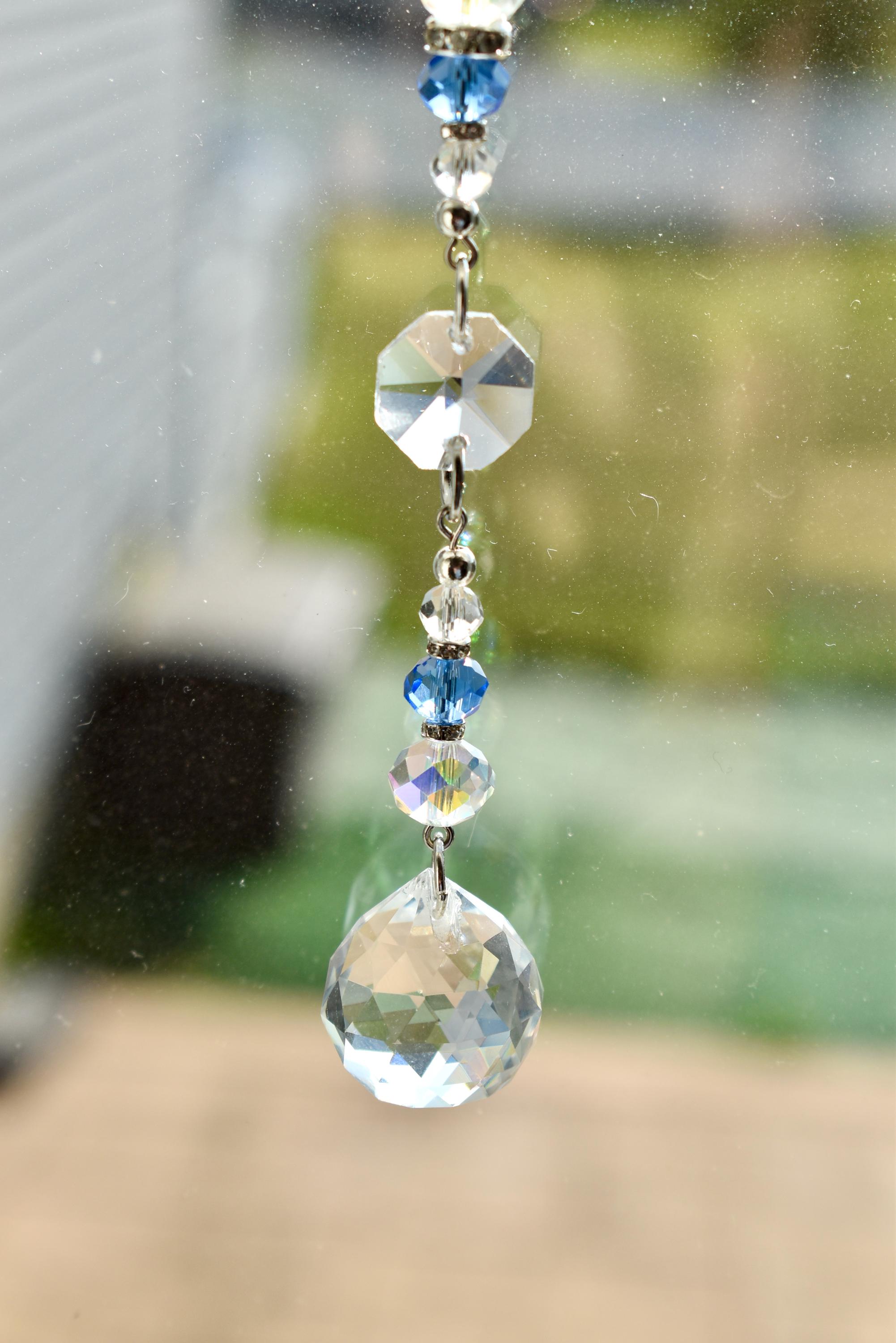 Crystal Blue Suncatcher | Window or Rearview Mirror Hanging Crystal ...