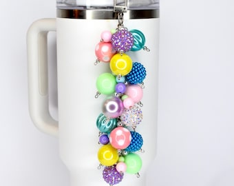 Pastel Spring Tumbler Straw Charm: Colorful Beaded Cup Accessory in Three Sizes