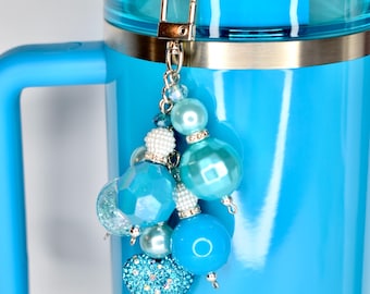 Turquoise Tumbler Straw Charm with Sparkling Accent Beads