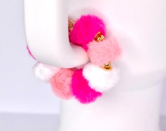 Pink Pom Pom Beaded Tumbler Handle Bracelet