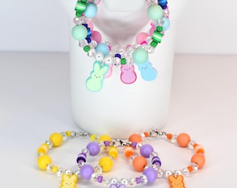 Candy Easter Bunny Tumbler Handle Charm: Pastel Easter Beaded Accessories