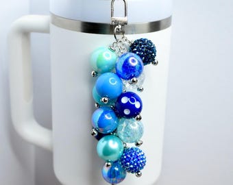 Sparkling Blues Tumbler Straw Bauble Charm