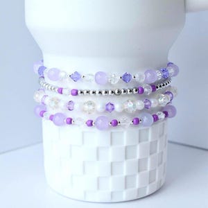 Purple and Pearl Bracelet Set of 4 for Tumbler or Wrist