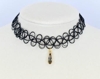 Tattoo Choker Necklace with Sparkle Charm