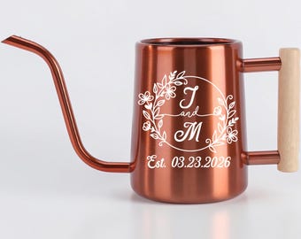 Personalized Watering Can with Initials Floral Design – Customizable Name, Date