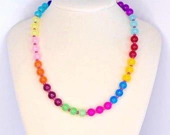 Color Pop Beaded Necklace: Y2K Summer Festival Jewelry