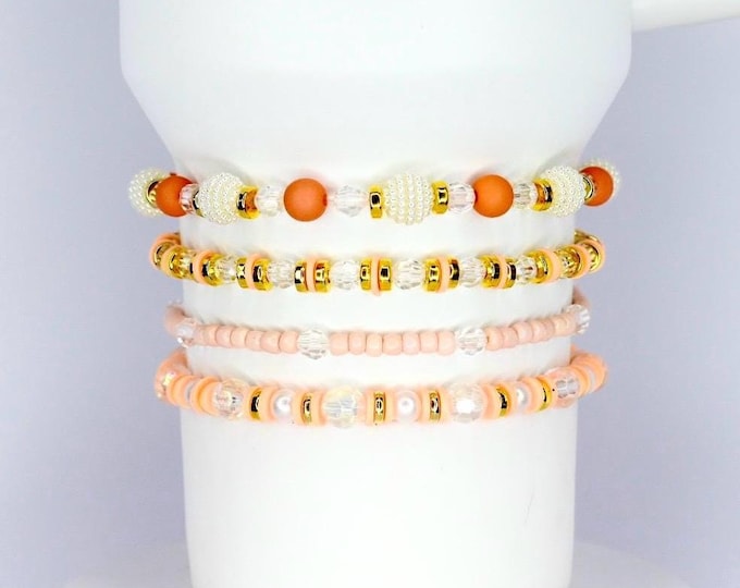 Peach and Gold Tumbler Bracelet Stack