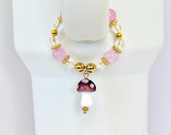 Mushroom Charm Tumbler Handle Bracelet: Beaded Cup Accessory