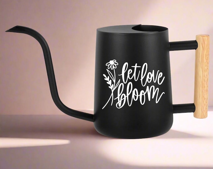Metal Watering Can with Wood Handle - Let Love Bloom Design