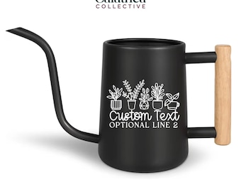 Personalized Watering Can with House Plants and Customizable Name or Word Design