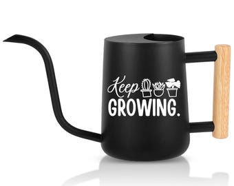 Personalized Watering Can with Wood Handle - Keep Growing