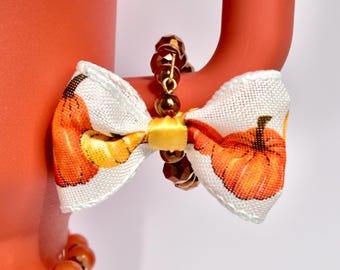 Mini Pumpkin Bow Tumbler Handle Bracelet