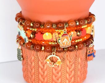 Cozy Fall Vibes Bracelet Stack - 5 Piece Set