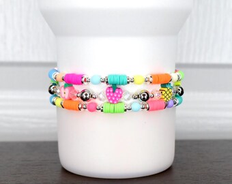 Tropical Fruit Bracelet Collection: Bright Color Beaded Bracelets with Fruit Beads