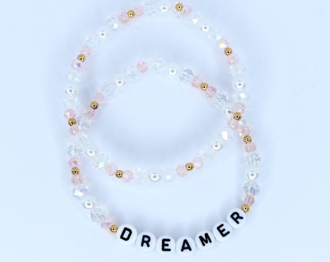 Blush Beaded Bracelet Set - Crystal and Gold Accents
