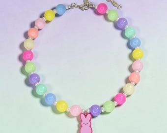 PEEPS Bunny Pastel Beaded Necklace | Easter Jewelry | Kids & Adults | Spring Accessory