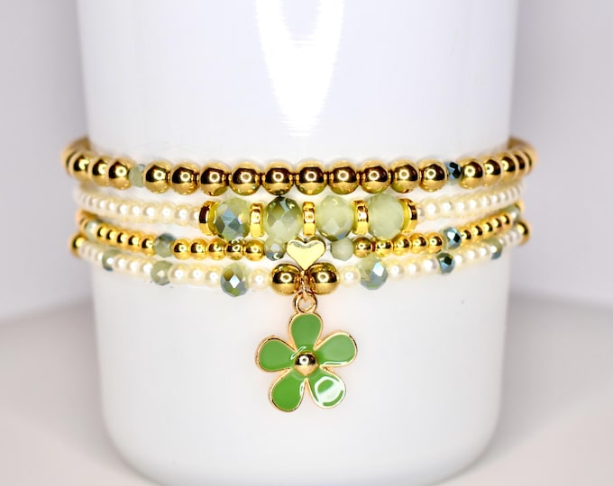 Sage Green Tumbler Bracelet Stack