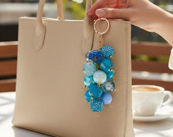 Turquoise Beaded Bag Charm or Tumbler Straw Charm