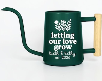 Personalized Watering Can with Wood Handle | Letting Our Love Grow