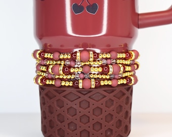 Red Velvet Cake Bracelet Collection: Crimson, Pink and Gold Bracelets