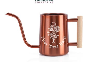 Personalized Watering Can with Flower Bouquet Design and Customizable Name or Word