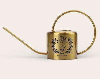 Personalized Gold Watering Can with Custom Monogram for Wedding or Anniversary Gift