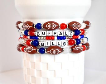 Buffalo Bills Football Bracelet Stack - 5 Piece Set