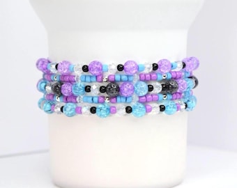 Purple, Blue and Black Bracelet Stack, Set of 5
