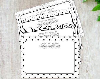 Personalized Black and White Printable Notecard Template Editable in Canva