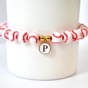Tumbler Bracelet Baseball with Initial Charm and Baseball Handle Bracelet