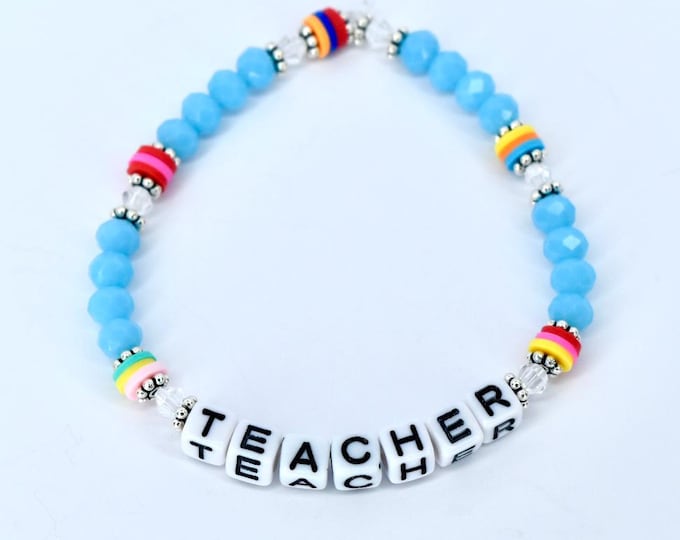 Light Blue Beaded Stretch Bracelet for Tumbler or Wrist