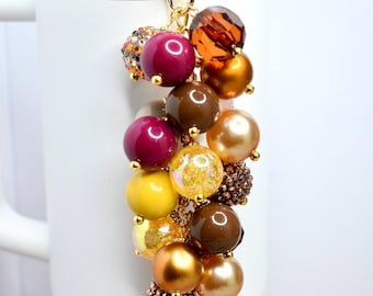 Tumbler Straw Bauble Charm with Bronze, Brown, Beige, Yellow, and Maroon Beads