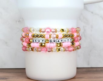 Defy Gravity Bracelet Collection: Pink and Gold Beaded Bracelets