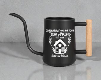 Personalized Black Watering Can Housewarming Custom New Home Gift