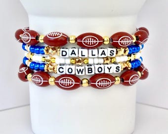 Dallas Cowboys Bracelet Collection: Football Bracelets with Gold, Blue and White Accents