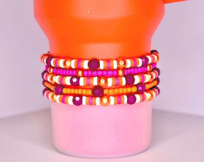 Orange and Purple Bracelet Stack for Tumbler or Wrist