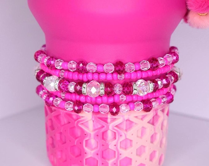 Violet Blossom Tumbler Bracelet Stack, Set of 5