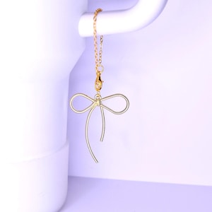 Tumbler Handle Charm Gold Croquette Bow Handmade Cup Jewelry