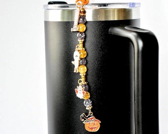Tumbler Straw Dangle Halloween Charms – Orange and Black